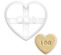 BAKERLOGY Emporte-pièce cœur message « I Do » - Design romantique d’amour pour rendez-vous, Saint-Valentin, mariages, fiançailles, anniversaires et biscuits de célébration