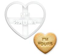 BAKERLOGY Emporte-pièce cœur message « I’m Yours » - Design romantique d’amour pour rendez-vous, Saint-Valentin, mariages, fiançailles, anniversaires et biscuits de célébration