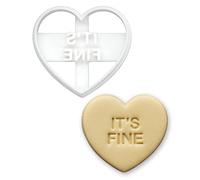 BAKERLOGY Emporte-pièce cœur message « It’s Fine » - Design mood relatable pour self-care & humour du quotidien, biscuits maison, fondant & décor