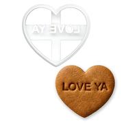 BAKERLOGY Emporte-pièce cœur message « Love Ya » - Design amitié fun pour meilleures amies, biscuits maison, fondant & douceurs mignonnes