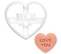 BAKERLOGY Emporte-pièce cœur message « Love You » - Design romantique pour rendez-vous, Saint-Valentin, mariages, fiançailles, anniversaires et biscuits de célébration