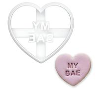 BAKERLOGY Emporte-pièce cœur message « My Bae » - Design romantique d’amour pour rendez-vous, Saint-Valentin, mariages, fiançailles, anniversaires et biscuits de célébration