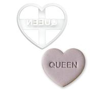 BAKERLOGY Emporte-pièce cœur message « Queen » - Design amitié fun pour meilleures amies, biscuits maison, fondant & douceurs mignonnes
