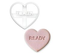 BAKERLOGY Emporte-pièce cœur message « Ready » - Design gamer pour la Saint-Valentin, biscuits en forme de cœur & fondant