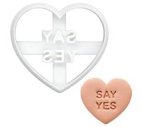 BAKERLOGY Emporte-pièce cœur message « Say Yes » - Design romantique pour demande en mariage, rendez-vous, Saint-Valentin, mariages, fiançailles, anniversaires et biscuits de célébration