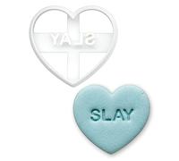 BAKERLOGY Emporte-pièce cœur message « Slay » - Design mood relatable pour self-care & humour du quotidien, biscuits maison, fondant & décor
