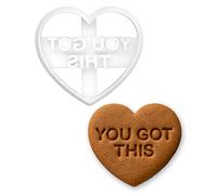 BAKERLOGY Emporte-pièce cœur message « You Got This » - Design humour de bureau pour collègues & fêtes d’entreprise, biscuits maison, fondant & décor, teamwork & événements