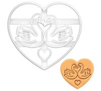 BAKERLOGY Emporte-pièce Cygnes romantiques dans un Coeur - Conception détaillée d'emporte-pièces pour la pâtisserie et l'artisanat, adaptée au fondant, à la pâte, à l'argile