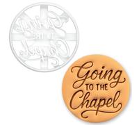 BAKERLOGY Emporte-pièce Going to the Chapel - Emporte-pièce Rond avec Phrase de Mariage pour Enterrement de Vie de Jeune Fille, Fiançailles, Biscuits, Fondant, Décoration de Gâteau et Loisirs Créatifs