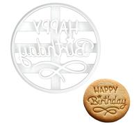 BAKERLOGY Emporte-pièce Happy Birthday - Tampon Rond pour Biscuits, Décorations de Gâteau, Fondant, Cupcakes, Pâte et Loisirs Créatifs