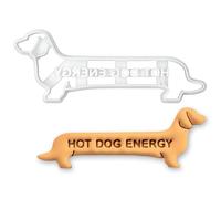 BAKERLOGY Emporte-pièce Hot Dog Energy - Silhouette Longue de Teckel pour Biscuits, Cadeau Drôle pour Amoureux des Chiens Saucisse & Wiener, Accessoire de Pâtisserie Original pour Friandises Canines