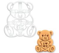 BAKERLOGY Emporte-pièce Ourson I Love ME - Ours Tenant un Cœur pour Biscuits d’Amour-Propre, Anti-Saint-Valentin, Cadeau Bien-Être, Journée des Copines, Accessoire de Pâtisserie Original