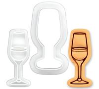 BAKERLOGY Emporte-pièce & tampon mini Flûte à champagne - Embosseur pour fondant, EVJF, fiançailles, Nouvel An, anniversaire, décoration pâtisserie