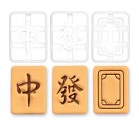 BAKERLOGY Grands Dragons Rouge 中, Vert 發 & Blanc Mahjong Emporte-Pièce x3 | Trois tuiles classiques de mahjong pour soirées jeux, Nouvel An Lunaire, réunions de famille, Fête du Printemps et fêtes.