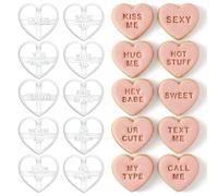 BAKERLOGY Lot de 10 emporte-pièces Cœurs Messages Flirty - Messages romantiques mignons pour soirée en amoureux, Saint-Valentin, mariages, fiançailles, anniversaires & biscuits de célébration
