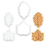 BAKERLOGY Lot de 2 Mini emporte-pièces & tampons Feuille de Chêne & Feuille d’Érable - Emporte-pièces fondant feuillage d’automne pour récolte d’automne, Thanksgiving, pâtisserie de Noël