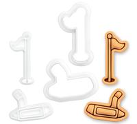 BAKERLOGY Lot de 2 Putter & Drapeau de Golf Mini Emporte-pièces & Tampons - Embosseurs de Green pour Pâte à Sucre, Biscuits, Cupcakes, Anniversaire Golfeur, Fête des Pères, Retraite & Tournoi