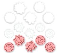 BAKERLOGY Lot de 5 Mini Emporte-pièces & Tampons Globules Blancs - Neutrophile, Monocyte, Lymphocyte, Éosinophile et Basophile pour Immunologie, Hématologie, Soins Infirmiers & Médecine