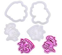 BAKERLOGY Mini Emporte-pièce Combat Épique (5 cm) - Tampons Cupcake Dragon Adulte et Chevalier à Plumage pour Pâtisserie Fantastique, Fêtes Médiévales et Créatures Mythiques