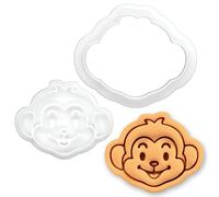 BAKERLOGY Mini Emporte-pièce et Tampon Tête de Singe - Emporte-pièce Biscuit Tête de Singe Mignonne, Embosseur Fondant pour Pâtisserie Thème Safari, Décorations de Cupcakes Fête Jungle, Animal de Zoo