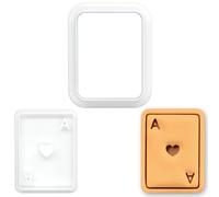 BAKERLOGY Mini Emporte-pièce & Tampon Cœur de Poker - Embosseur Fondant Carte à Jouer pour Pâtisserie Soirée Casino, Décoration de Cupcakes & Outil pour Pâte à Biscuits