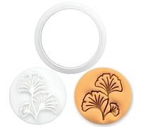 BAKERLOGY Mini emporte-pièce & tampon feuille de ginkgo - Embosseur fondant ginkgo biloba 3 feuilles pour pâtisserie botanique, thème nature, outil de décoration de gâteaux