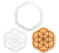 BAKERLOGY Mini Emporte-pièce & Tampon Graine de Vie, Symbole de Géométrie Sacrée pour Biscuits, Pâte à Sucre et Argile, Thème Spiritualité et Méditation
