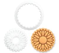 BAKERLOGY Mini Emporte-pièce & Tampon Tournesol, Motif Floral pour Biscuits, Pâte à Sucre et Argile, Thème Jardin d’Été