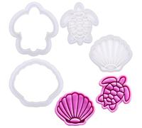 BAKERLOGY Mini Emporte-pièces Tortue de Mer et Coquillage (5 cm) - Ocean Party Embosseur pour Biscuits Thème Plage, Cupcakes et Décoration Fondant pour Fête Sirène