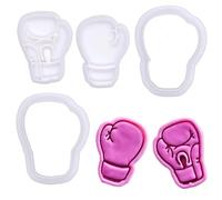 BAKERLOGY Mini Gants de Boxe - Set de 5 cm Emporte-pièce et Tampon - Gants Recto & Verso pour Biscuits de Sport, Cupcakes & Décorations Fondant Thème Boxe