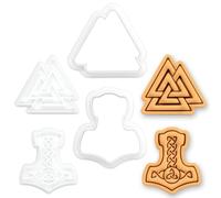 BAKERLOGY Mjölnir & Valknut Mini Emporte-Pièce & Tampon Lot de 2 Viking | Motifs nordiques pour thèmes scandinaves, anniversaires, mariages, LARP, événements médiévaux, Yule et passionnés d'histoire.