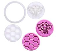 BAKERLOGY Queen Bee - Mini Set de 2" Emporte-pièce et Tampon - Abeille & Rayon de Miel pour Biscuits de Pâques & Printemps, Cupcakes & Décorations en Fondant