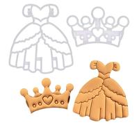 BAKERLOGY Set de 2 Emporte-pièce Princesse (Motif: Robe de Princesse et Couronne de Princesse)