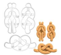BAKERLOGY Set de 3 Emporte-pièce Introduction aux Noeuds (Motif: Demi-nœud, Nœud plat, Nœud en huit)