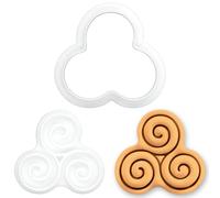 BAKERLOGY Triskelion Mini Emporte-Pièce & Tampon Celtique pour Biscuits | Spirale triple pour thèmes celtiques, fêtes irlandaises, mythologie, mariages, anniversaires, paganisme et histoire.