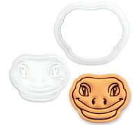 BAKERLOGY Visage de Gecko Souriant Mini Emporte-pièce & Tampon - Embosseur Reptile pour Biscuits, Cupcakes, Anniversaire Animal Exotique, Fans de Geckos, Herpétologie, Zoologie & Sciences