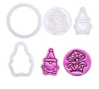 BAKERLOGY Yuletide Forest Spirits - Mini Set de 2" Emporte-pièce et Tampon - Lutin & Champignon Sauvage pour Biscuits de Noël, Cupcakes & Décorations en Fondant Féeriques
