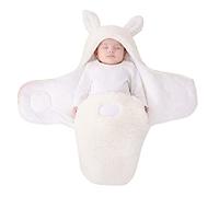 BakerMiche Hiver Gigoteuse en Peluche, Couverture Douce et Douillette L'emmaillotage Hivernal réglable Couverture enveloppante bébé nid Couchage Douce Universelle Chaud Langer pour bébés Blanc 1