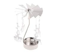 BakerMiche Photophore argentés, Rotation carrousel thé lumière bougeoir Bougeoir Rotatif en métal Bougeoir argentés en Métal Rotatif Créatif pour Table Mariage Cadeau J