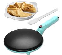 Baker's Friend Crepiere Electrique, Poele a Crepe, Fabricant Instantané de Crêpes Avec Poignée, Machine à Crêpes Électrique, Surface de Cuisson Anti-Adhérente 20 cm de diamètre, Bleu-vert