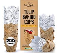 Baker's Signature Lot de 150 moules à muffins en papier sulfurisé - Pâte de bois naturel, anti-graisse, imperméable, non toxique - Idéal pour de nombreuses occasions