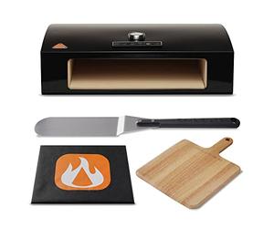 BakerStone Four à pizza, four d'extérieur en pierre à 5 côtés pour barbecue à gaz, coque en émail, kit de four de cuisson portable avec pelure de bois, pelle tournante, couvercle anti-poussière, série
