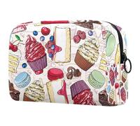 Bakery Cakes and Cookies with Berries Cosmetic Bag for Women Travel Toiletries Bags Large Makeup Handy Pouch Organizer Bag With Zipper, multicolore, 18.5x7.5x13cm/7.3x3x5.1in, Trousse de toilette