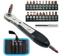 BAKESHU Clé à cliquet magnétique, tournevis réversible à cliquet 1/4 de pouce, mini-tournevis à cliquet avec Phillips, fente, Torx, hexagone, carré, Pozidriv pour voitures, vélos, maisons, DIY