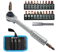 BAKESHU Ensemble de mini tournevis à cliquet, tournevis à angle droit, tournevis décalé court avec embouts Phillips, plats, Torx, hexagonaux, carrés, Pozidriv S2 en alliage d'acier (72 dents)