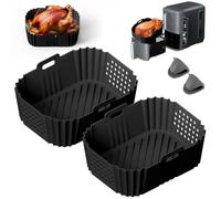 Baketron 2PCS Ninja Double Stack XL 9.5L SL400EU Air Fryer Silicone Moule,Upgrade Ouverture latérale Grande Capacité Ninja SL400EU Silicone Moule Noir