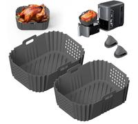 Baketron 2PCS Ninja Double Stack XL 9.5L SL400EU Air Fryer Silicone Moule,Upgrade Ouverture latérale Grande Capacité Ninja SL400EU Silicone Moule Gris