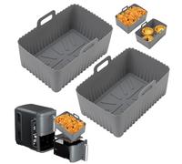 Baketron 2PCS Ninja Double Stack XL 9.5L SL400EU Silicone Moule,Upgrades Approfondir la profondeur Grande Capacité Silicone Accessoires pour Ninja SL400EU Gris