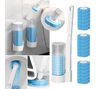 Baketron Brosse De Toilette Jetable，1 Poignée De Nettoyage +18 Tête De Brosse De Nettoyage，Brosses De Nettoyage pour Toilettes，Ménage sans Angle Mort pour Enlever Les Taches Brosse De Nettoyage，Bleu