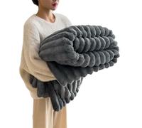 Baketron Couverture en Fausse Fourrure de Lapin, Moelleuse en Flanelle, Chaude Double Face Doux pour Domicile, comme jeté de canapé ou Couverture de (Gris foncé, 200x230cm)